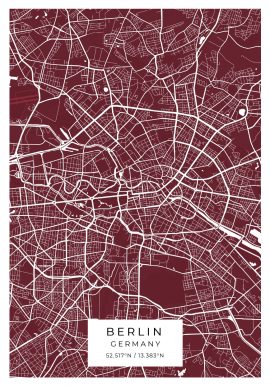 Berlin Vinröd Posterkarta