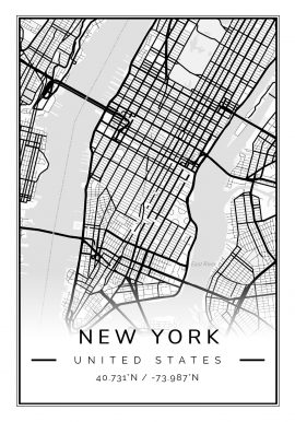 New York White and Black Poster